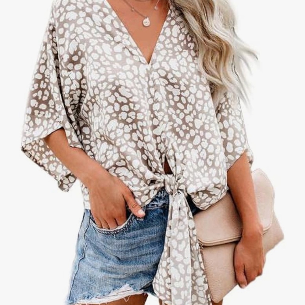 Leopard Print half Sleeve Flowy Blouse